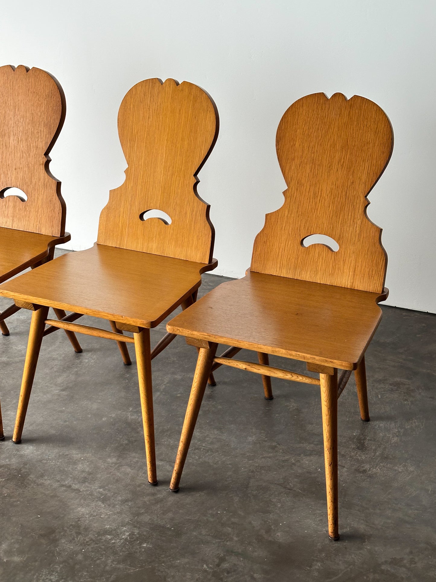 Swiss Alpine Stabelle Oak Dining Set, Mid-Century, Set of 5