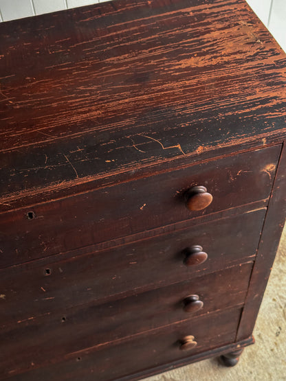 Late 19th Century Antique Painted Pine Chest of Drawers, Original Surface