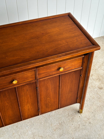 Mid-Century Modern Heritage Collection Walnut and Brass Sideboard