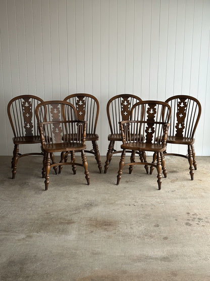 Vintage Conant Ball Oak Windsor Dining Chairs, Set of Six