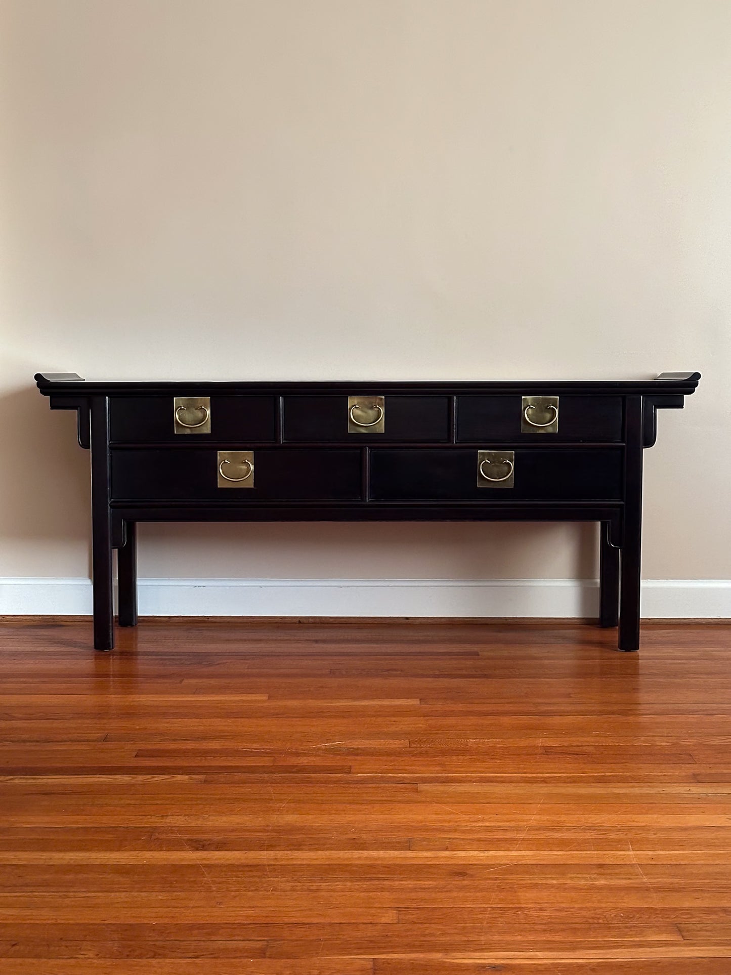 Vintage Century Furniture Black Lacquered Console Table