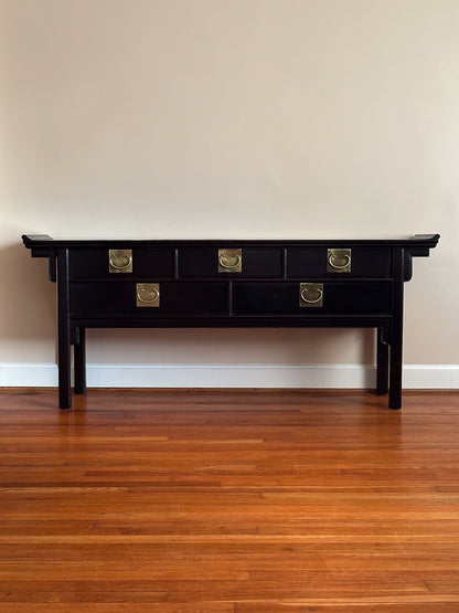 Vintage Century Furniture Black Lacquered Console Table