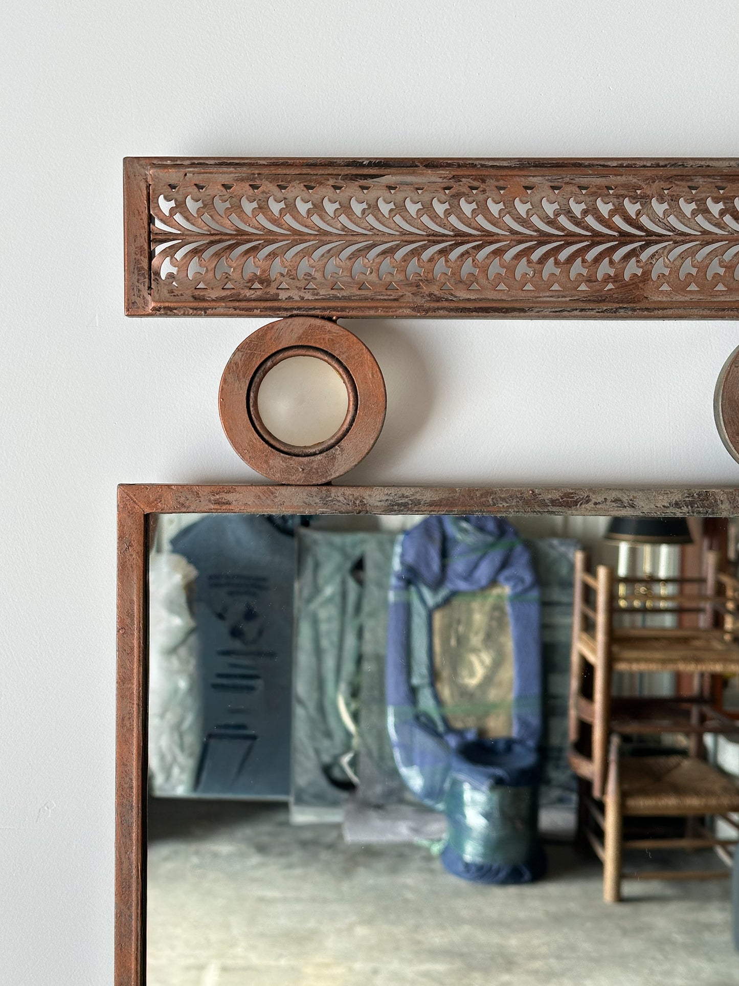 Pierced Steel Wall Mirror in the Style of Santambrogio & De Berti, Italy, Mid-Century