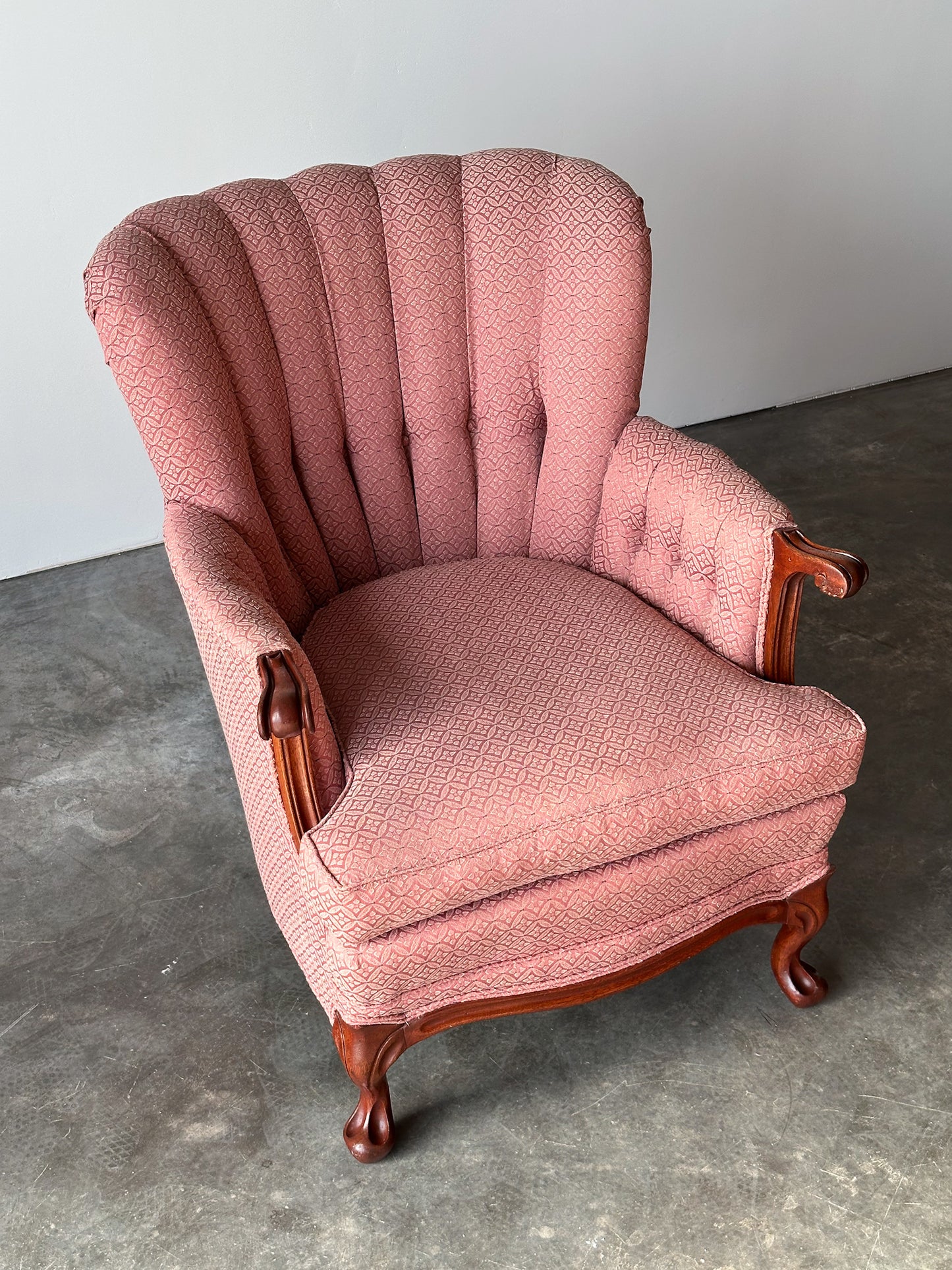 Mid-Century French Provincial Channel-Back Armchair