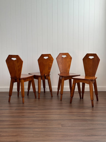 Mid-20th Century Swiss Brutalist Dining Chairs, Set of 4