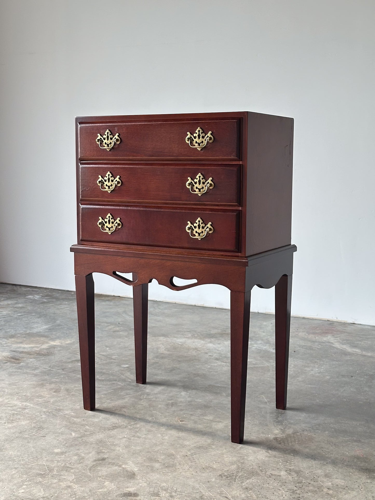 Georgian Chippendale Mahogany Three-Drawer Chest on Stand, 1960s