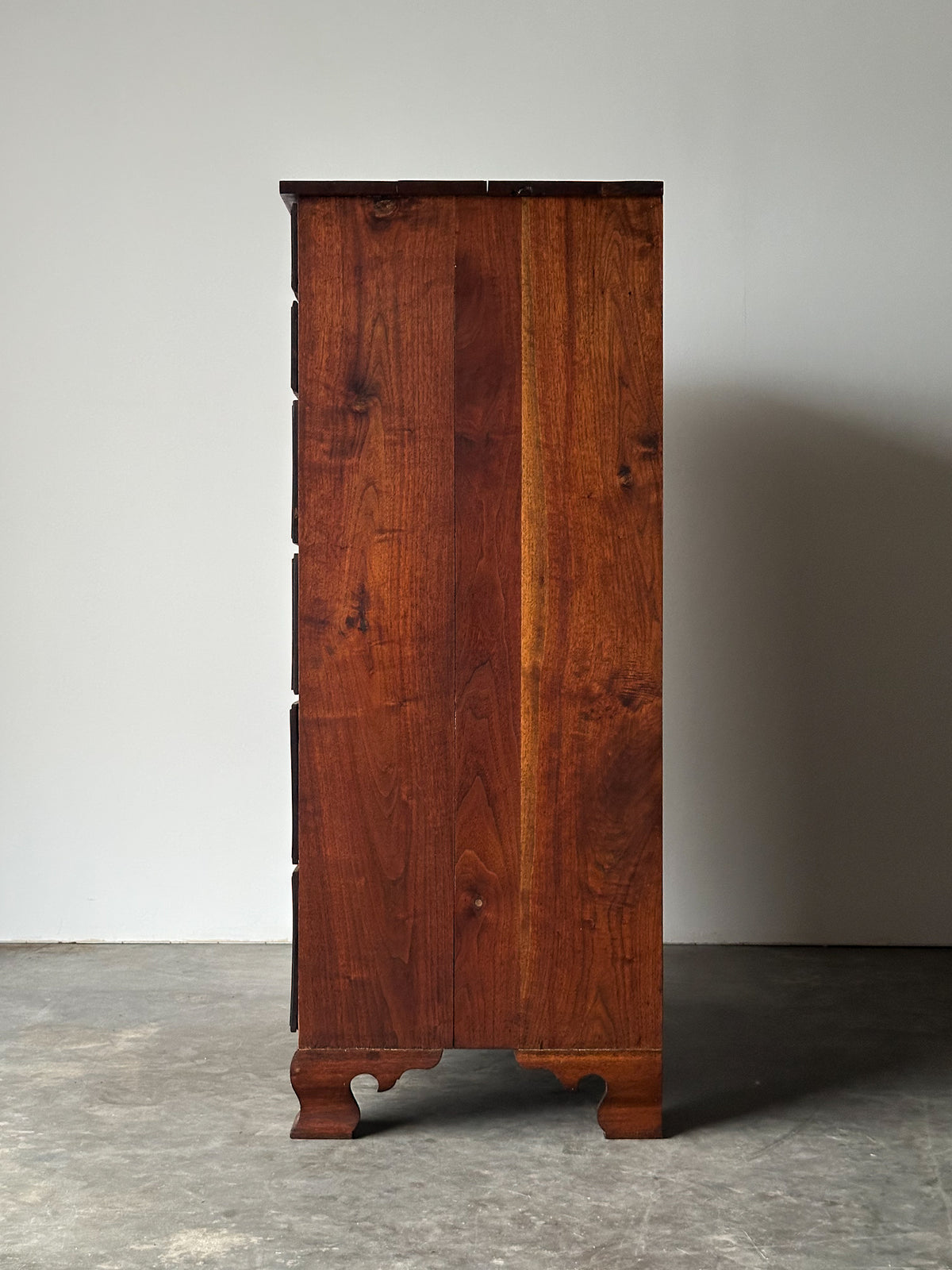 Chippendale-Style Black Walnut Tall Chest of Drawers, 1930s
