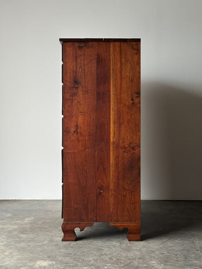 Chippendale-Style Black Walnut Tall Chest of Drawers, 1930s