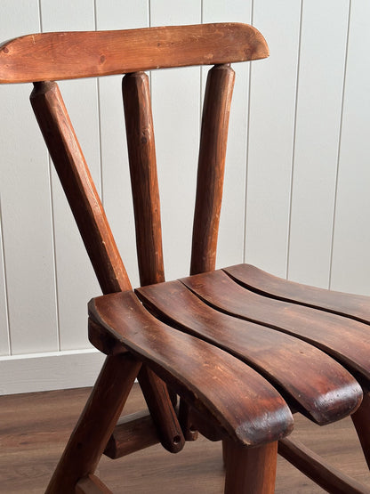 Vintage Brutalist Wood Dining Chairs, Set of 4