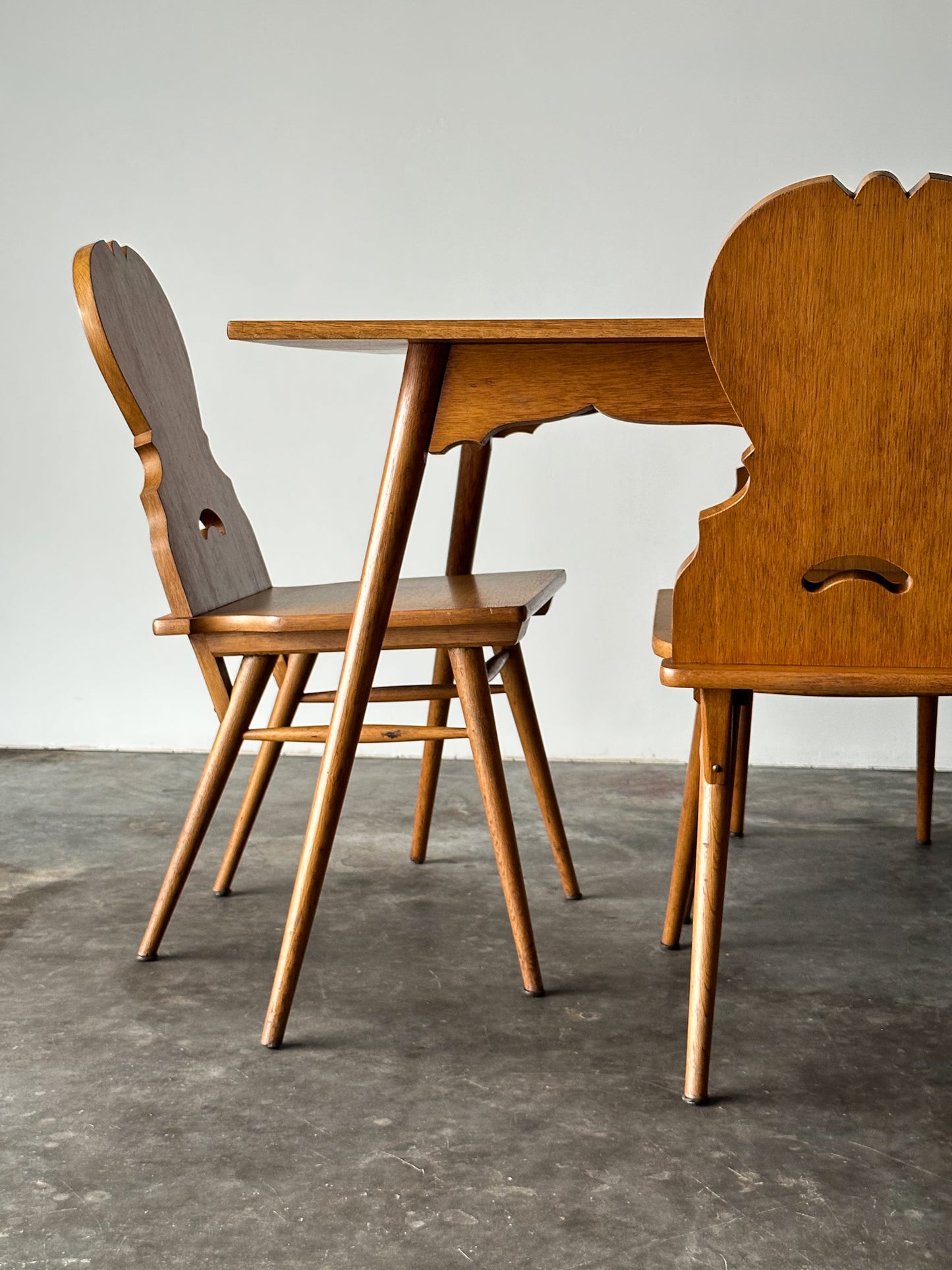 Swiss Alpine Stabelle Oak Dining Set, Mid-Century, Set of 5