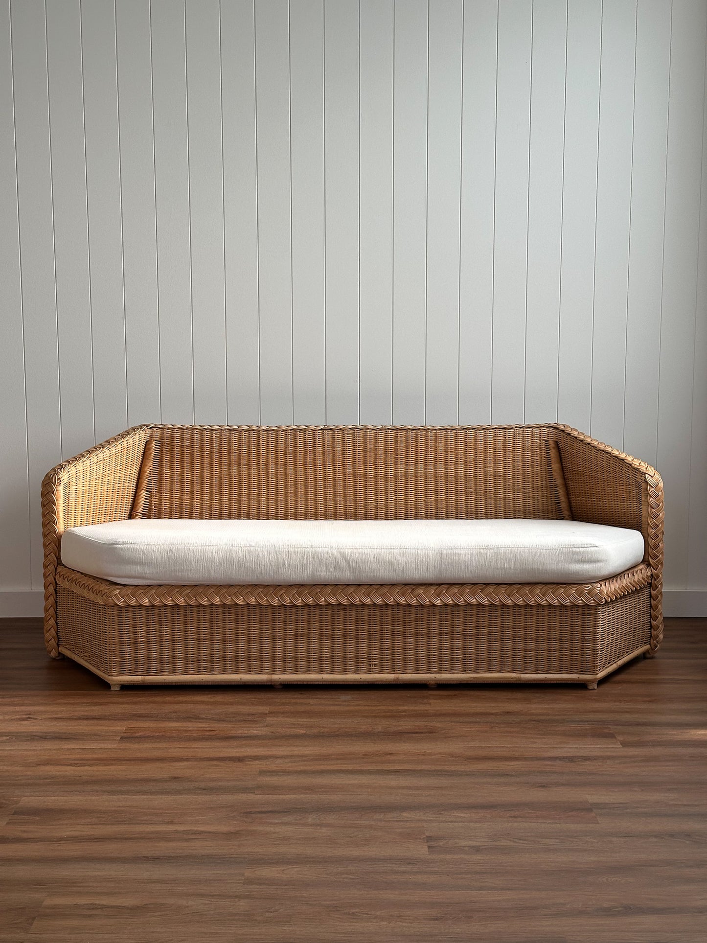Vintage Brown Jordan Braided Wicker Sofa