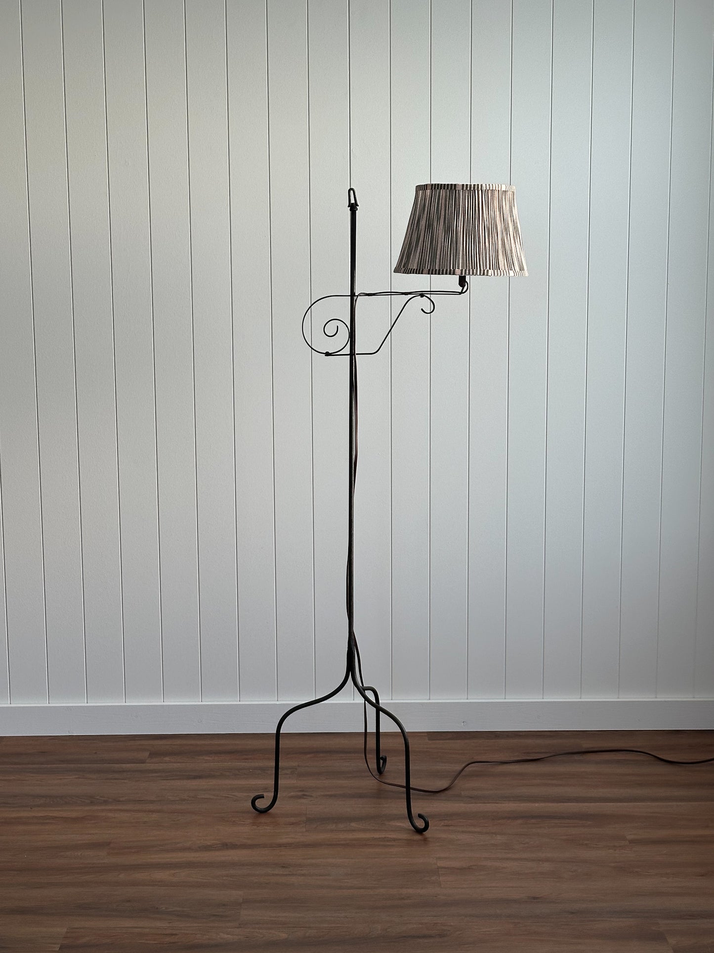 1940s Wrought Iron Swing-Arm Floor Lamp