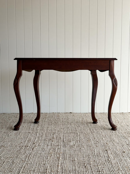 Vintage Mahogany Demi-Lune Serpentine Scalloped Entryway Table