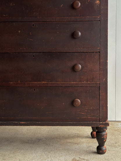 Late 19th Century Antique Painted Pine Chest of Drawers, Original Surface