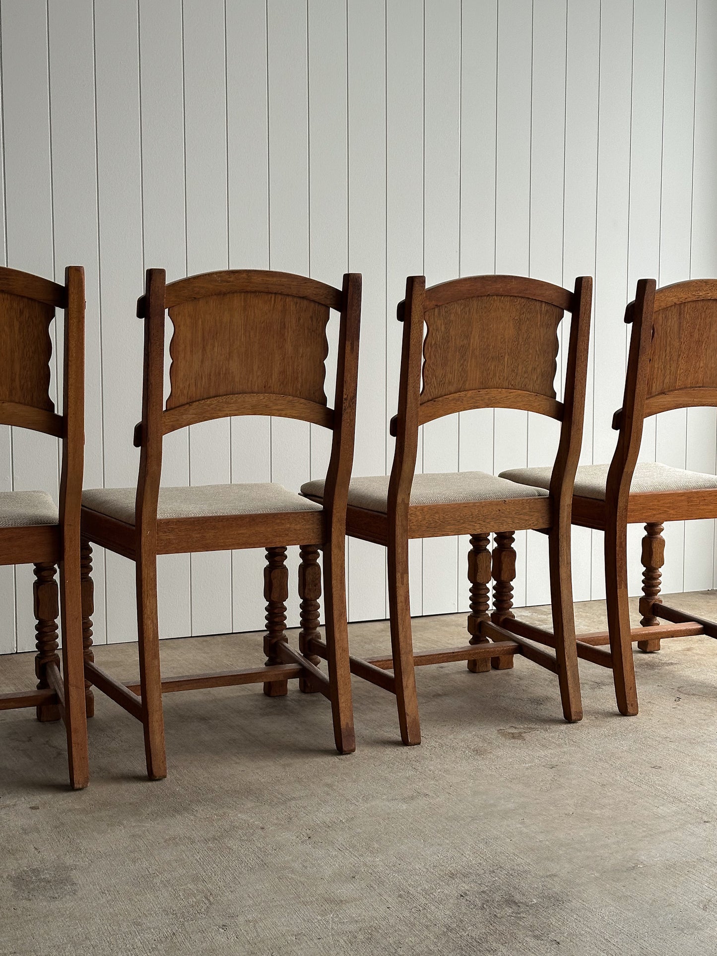 Set of Four Antique English Oak Dining Chairs, C. 1900