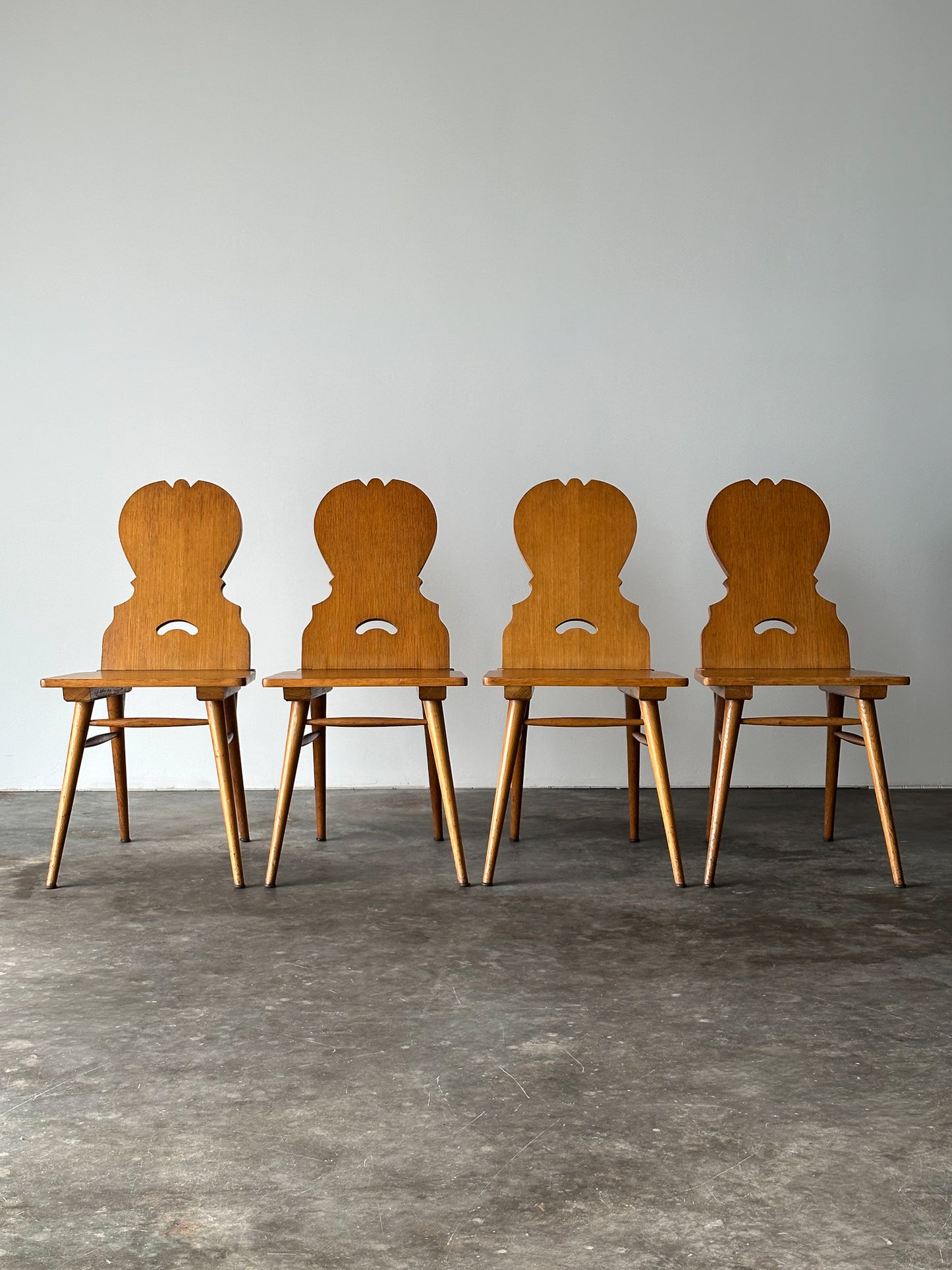 Swiss Alpine Stabelle Oak Dining Set, Mid-Century, Set of 5