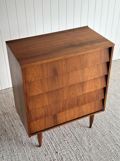 Vintage Mid Century Modern Walnut Floating Drawer Chest of Drawers