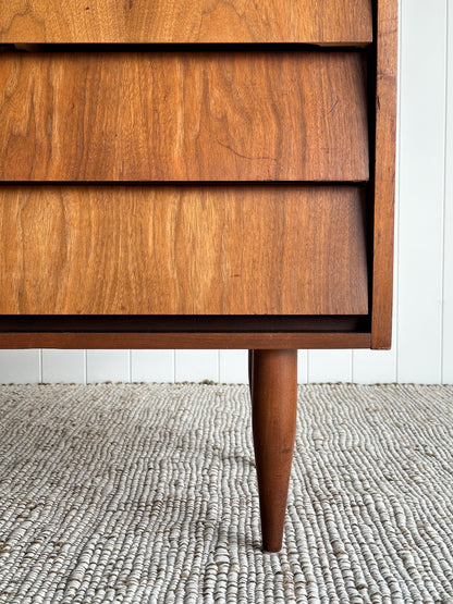 Vintage Mid Century Modern Walnut Floating Drawer Chest of Drawers