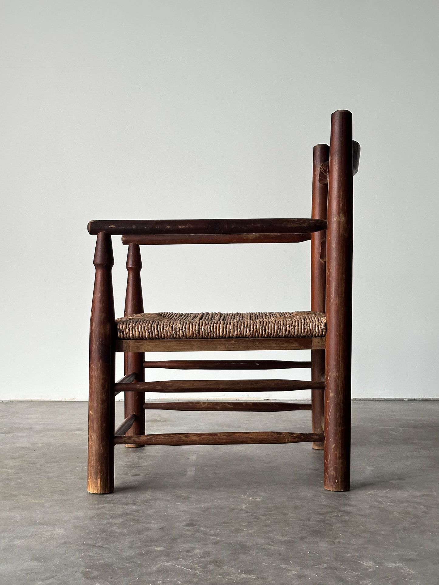 Rustic Pine Hearth Armchairs, France, Mid-20th Century, Set of Four