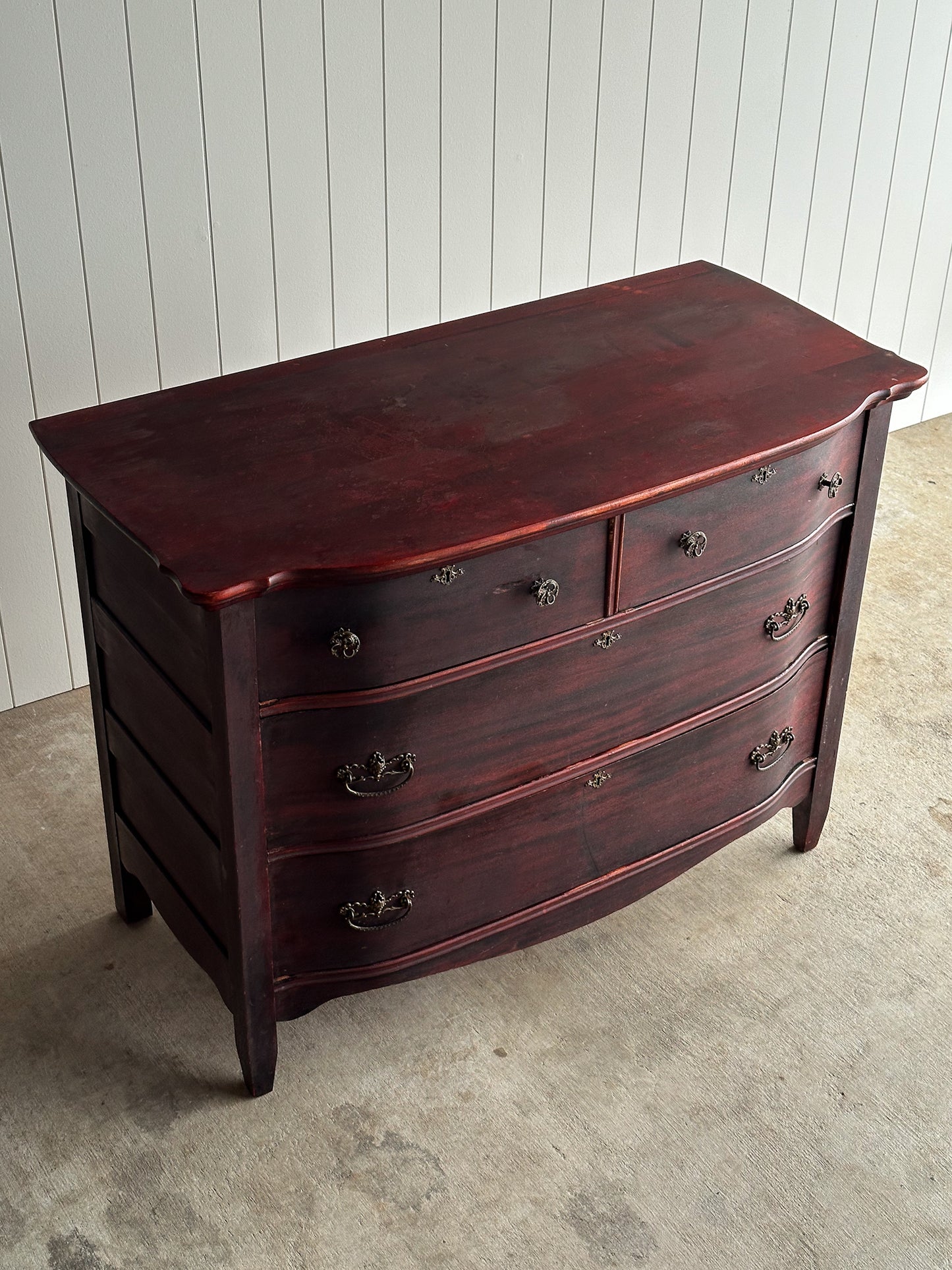 Antique Serpentine Mahogany Chest of Drawers, C. 1890