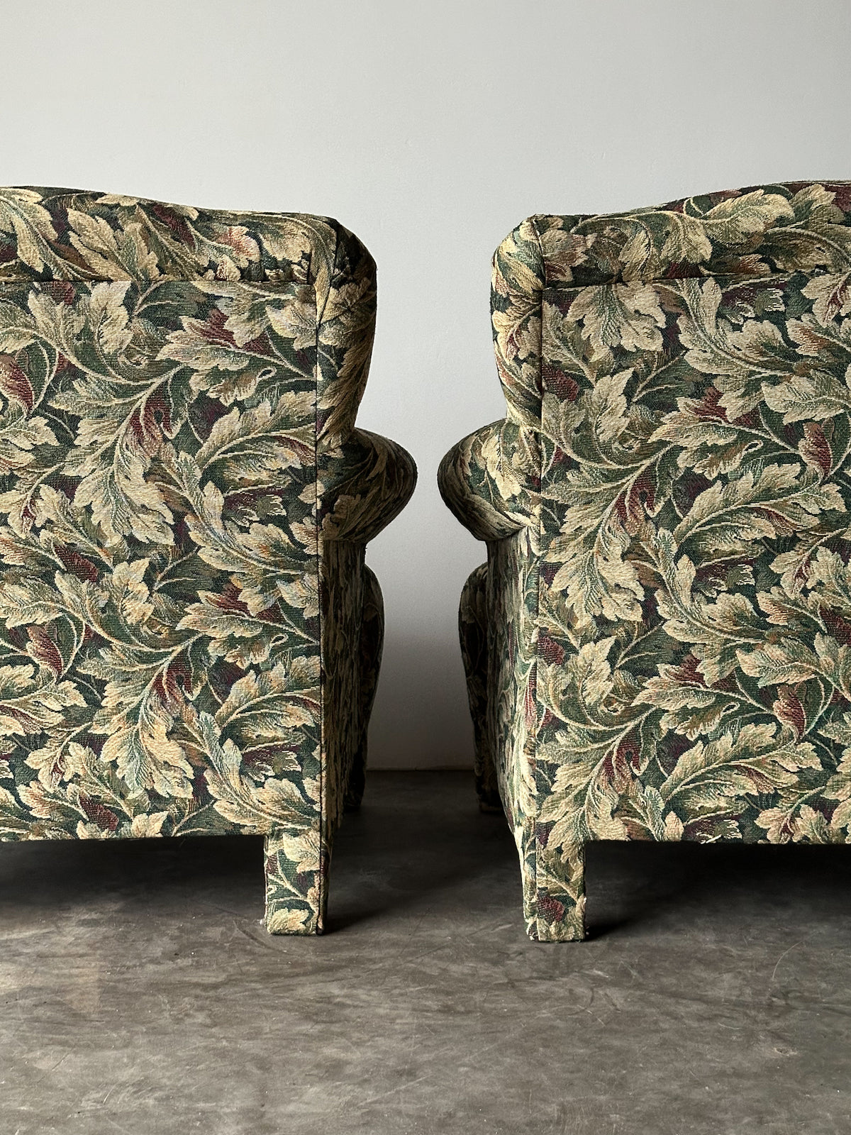 Sage Acanthus Tapestry Club Chairs, John Hutton for Donghia Luciano, 1990s, Pair