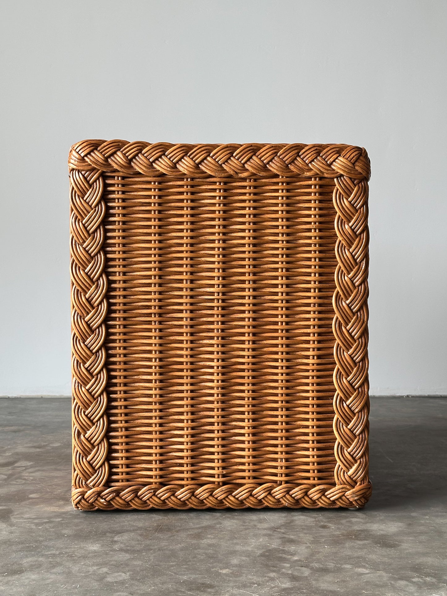 Vintage Woven Wicker Nightstand