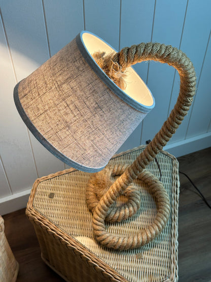 Vintage French Mid-Century Rope Table Lamps, Pair