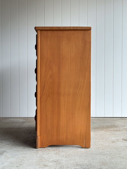 Vintage Pine Chest of Drawers with Scalloped Apron