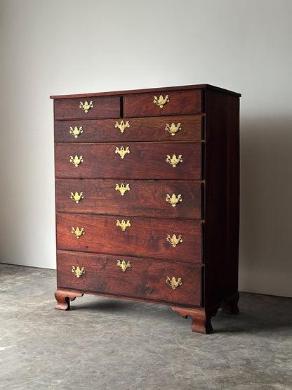 Chippendale-Style Black Walnut Tall Chest of Drawers, 1930s
