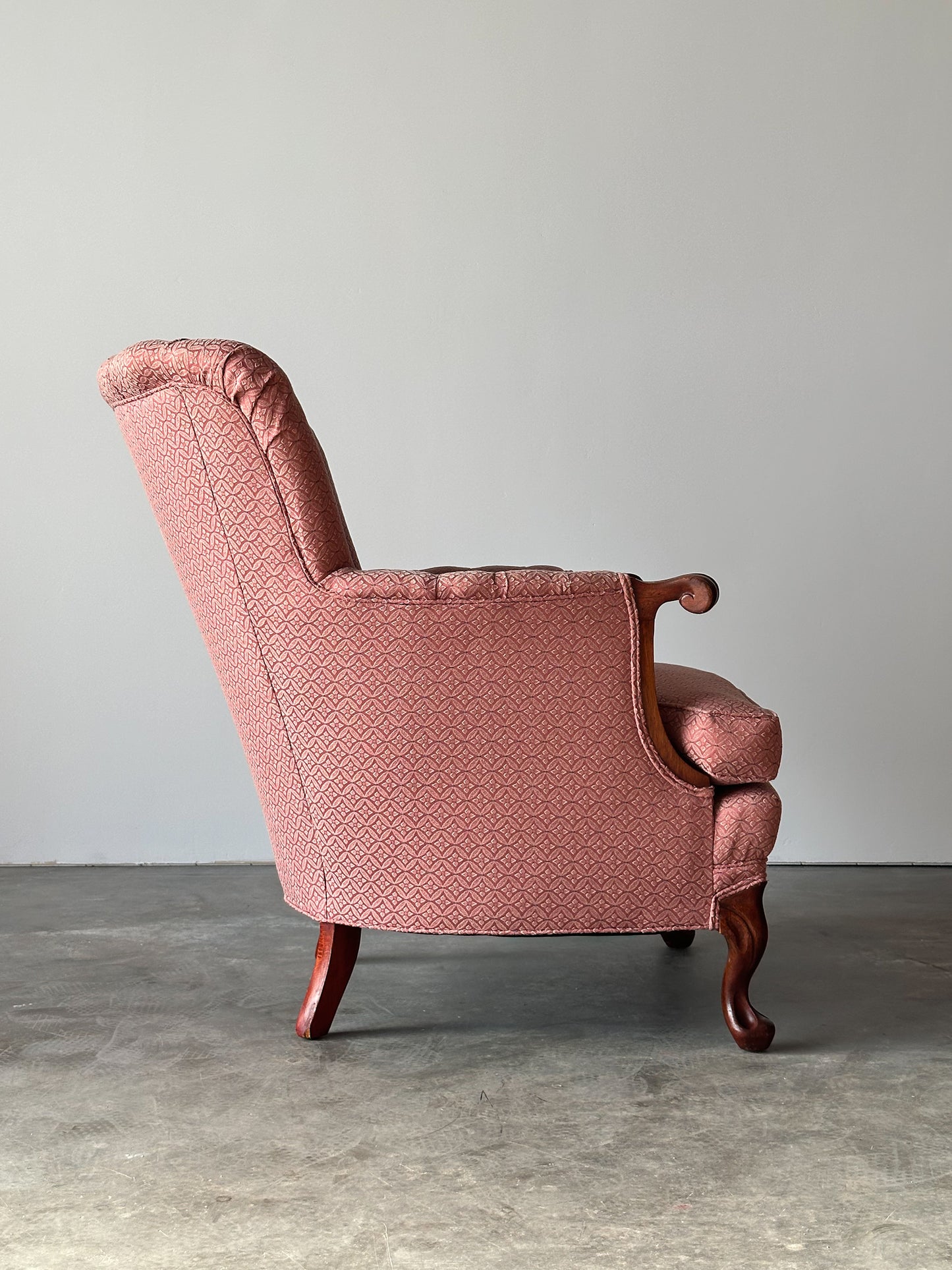 Mid-Century French Provincial Channel-Back Armchair