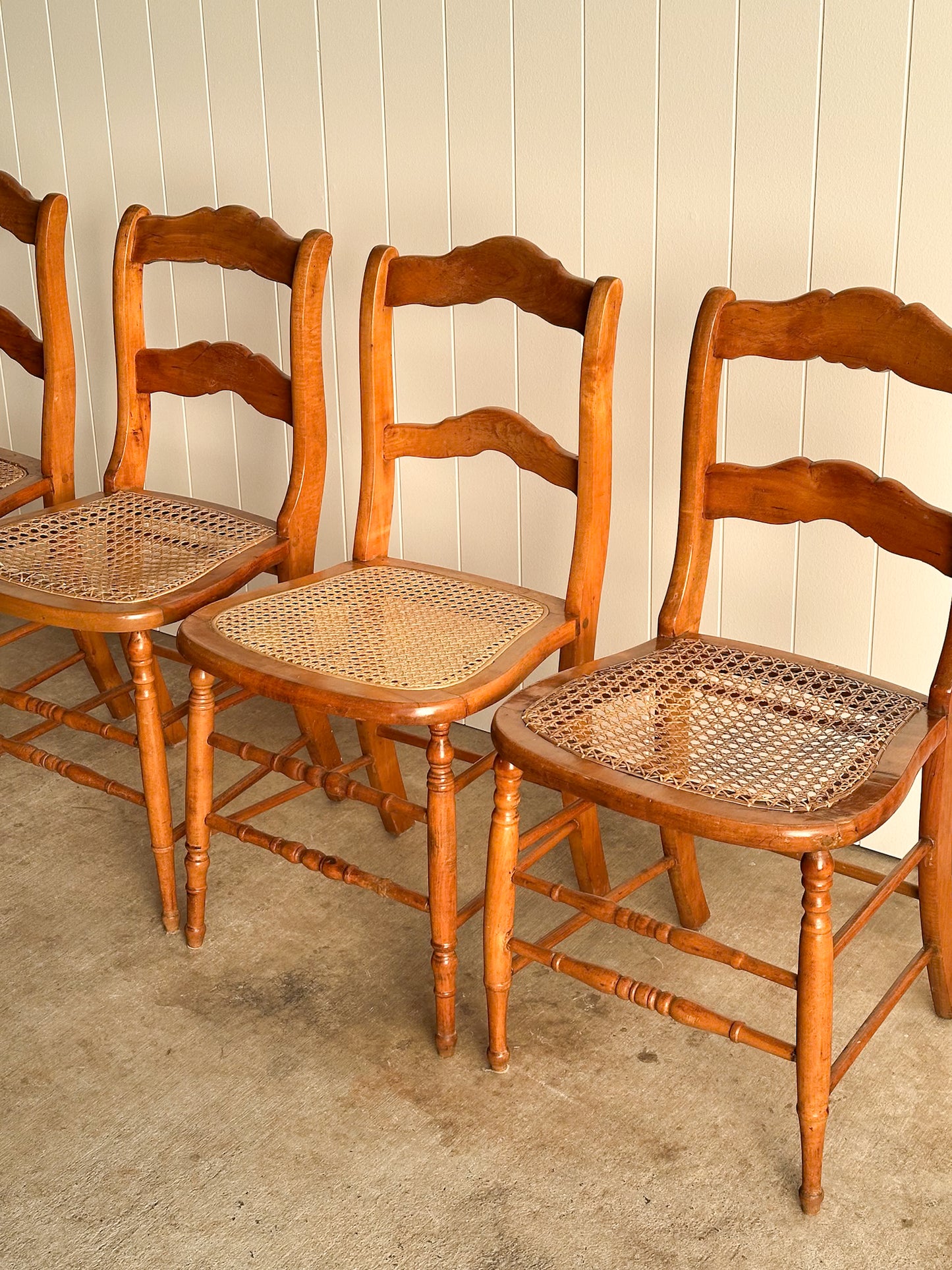 Antique French Country Dining Chairs, Set of 4