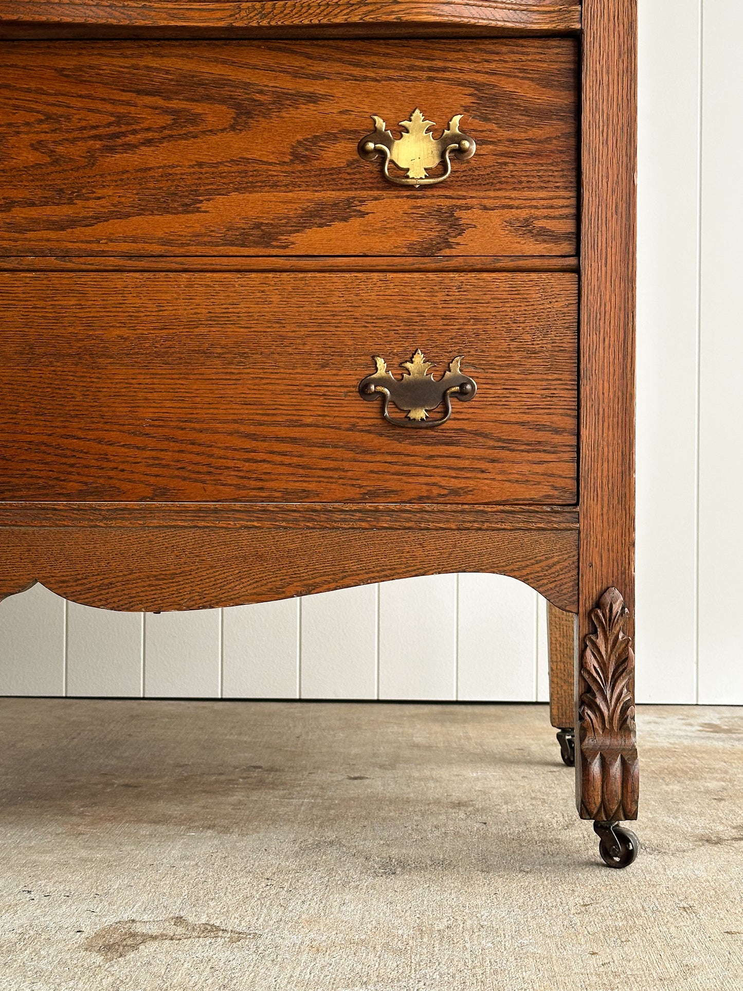 Antique Oak Serpentine Chest of Drawers, C. 1890