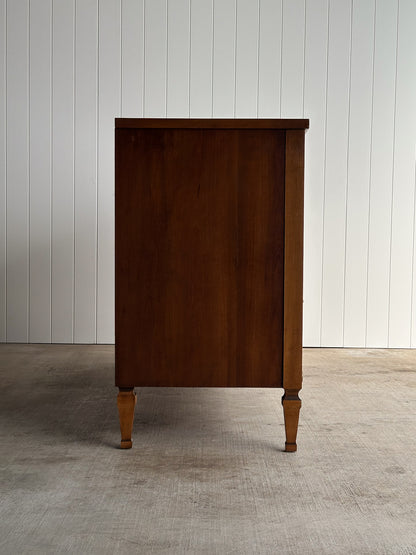 Vintage Ward Walnut Nine-Drawer Triple Dresser with Fluted Details