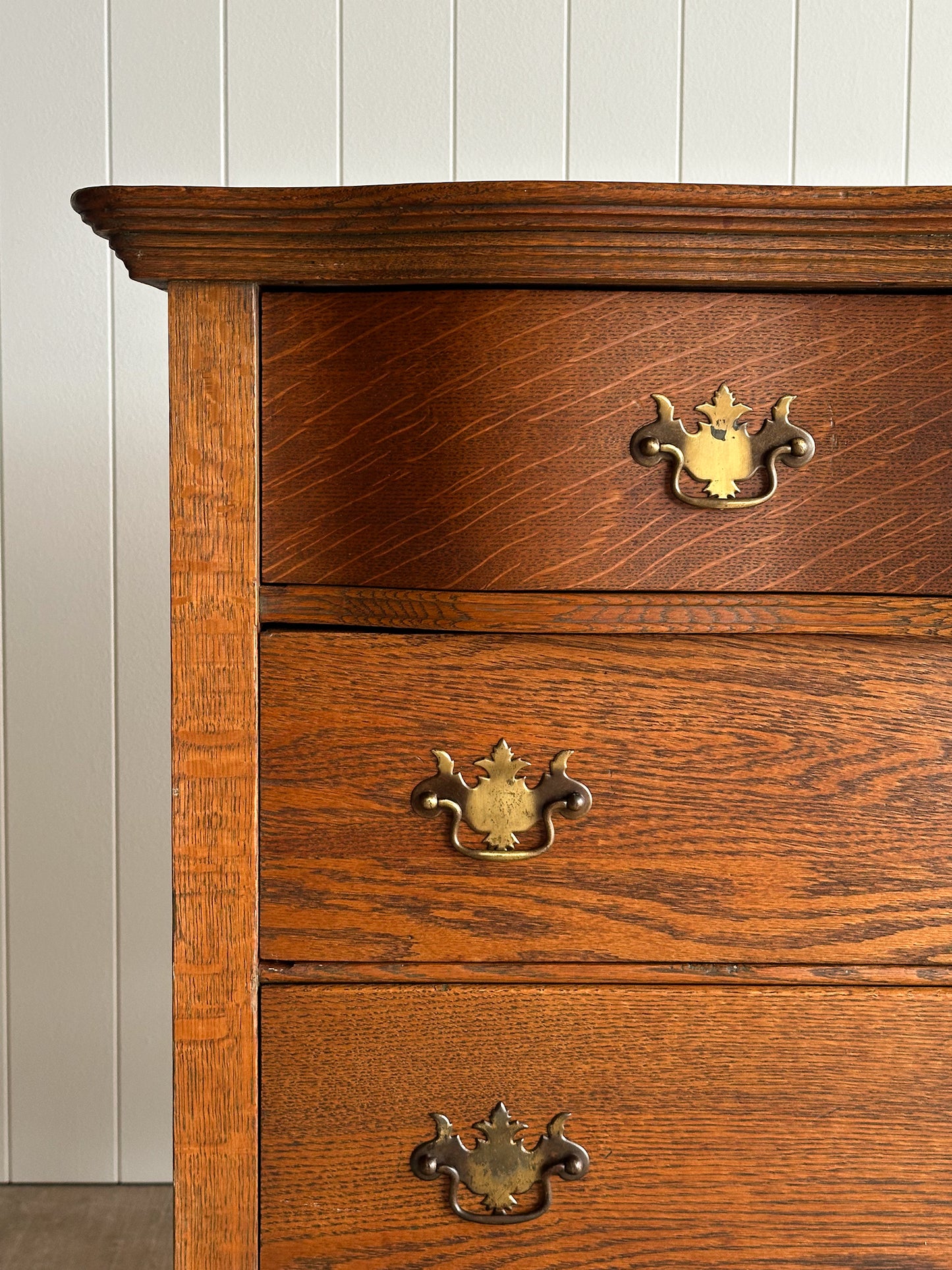 Antique Oak Serpentine Chest of Drawers, C. 1890
