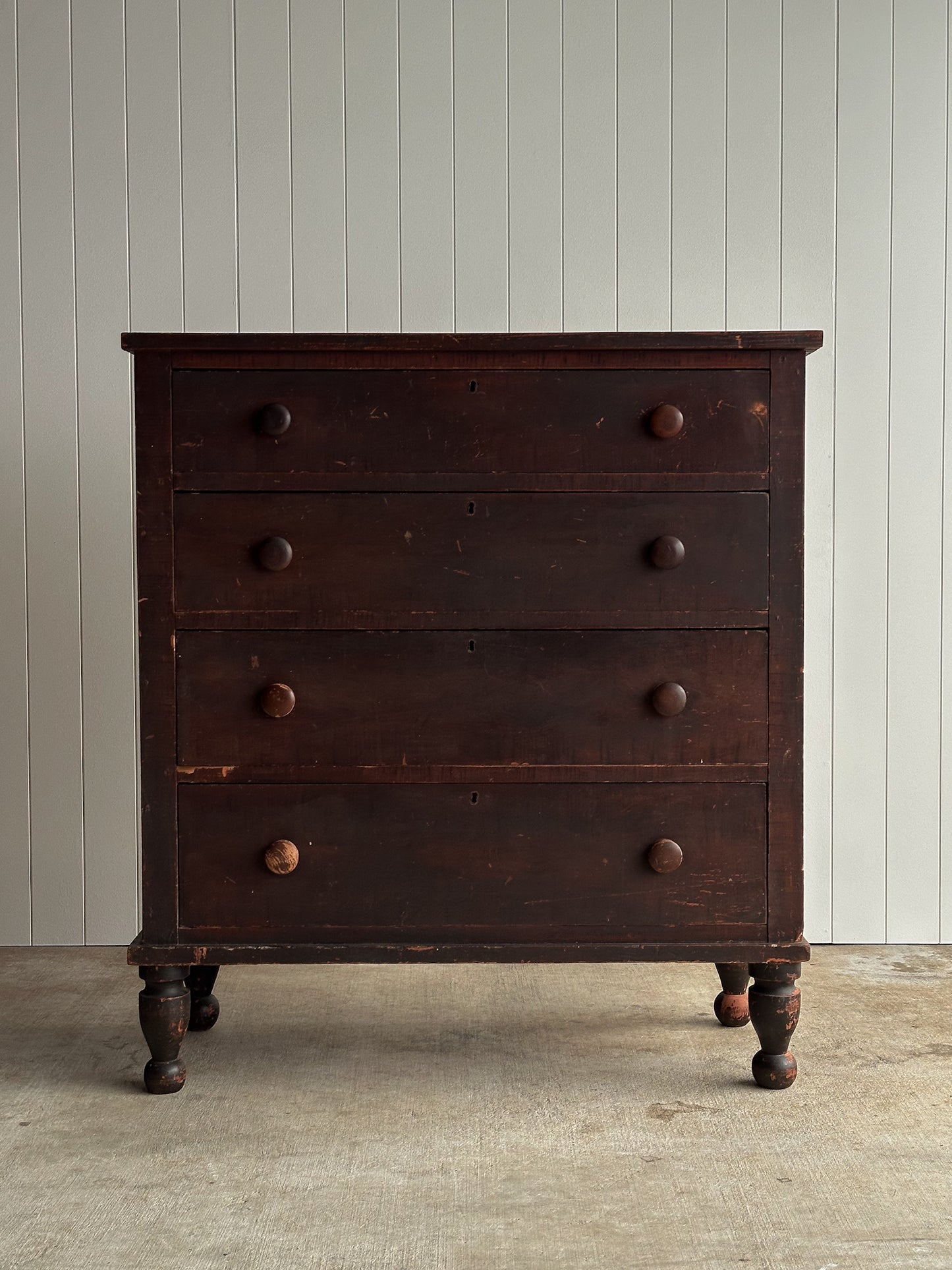 Late 19th Century Antique Painted Pine Chest of Drawers, Original Surface