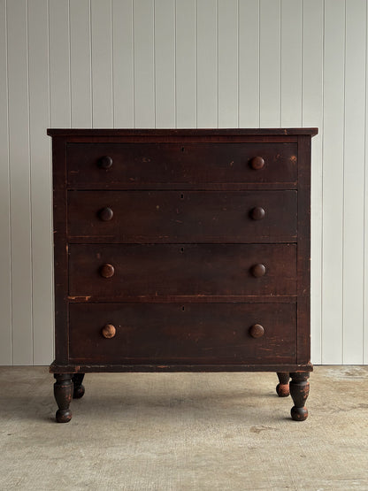 Late 19th Century Antique Painted Pine Chest of Drawers, Original Surface