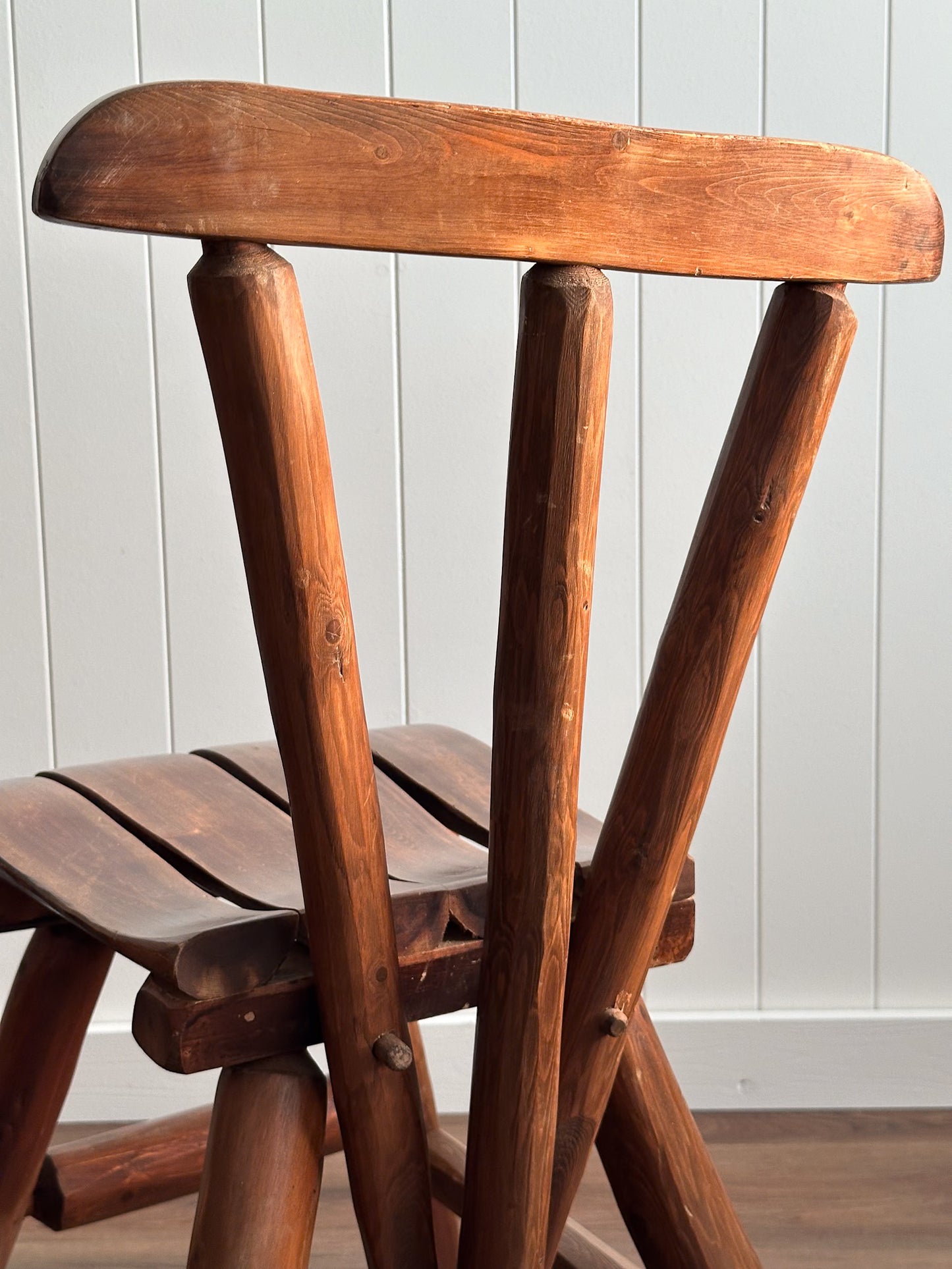 1960s Vintage Brutalist Wabi-Sabi Wood Dining Chairs, Set of Four