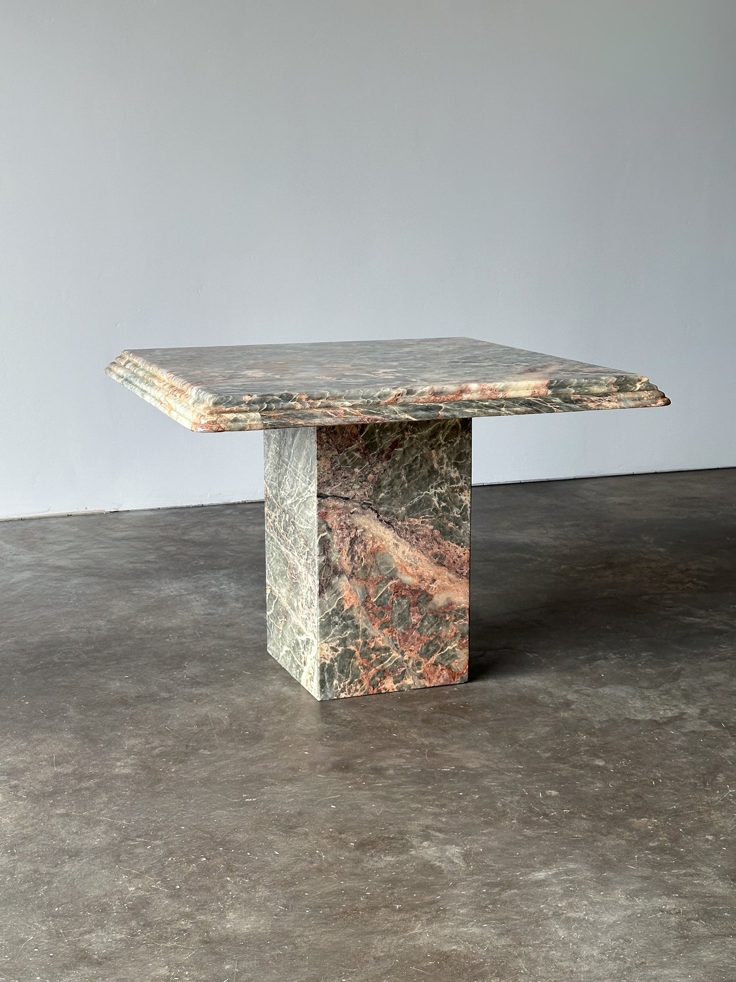 Fior Di Pesco Marble Plinth Side Table, Italy, 1980s