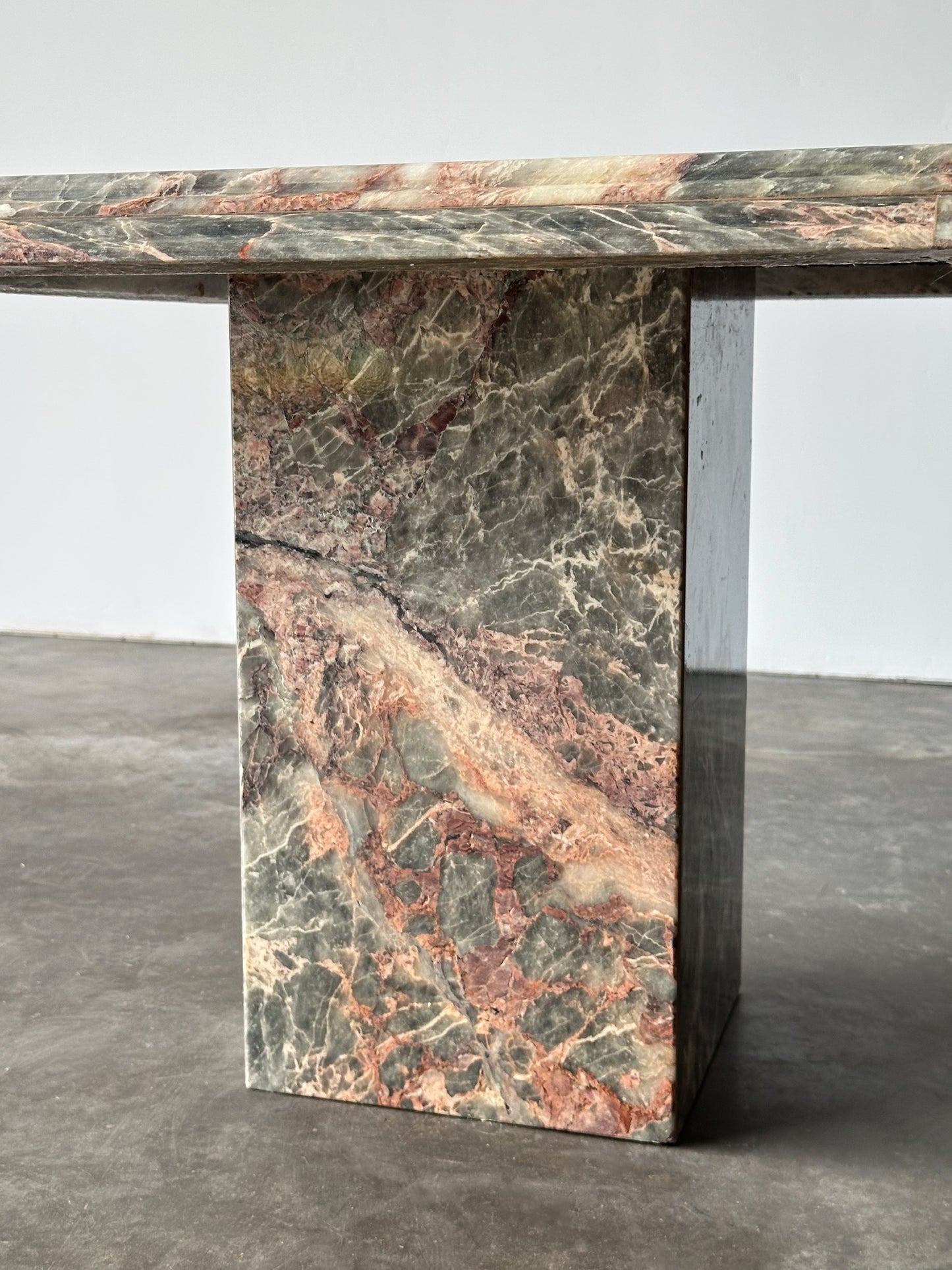 Fior Di Pesco Marble Plinth Side Table, Italy, 1980s