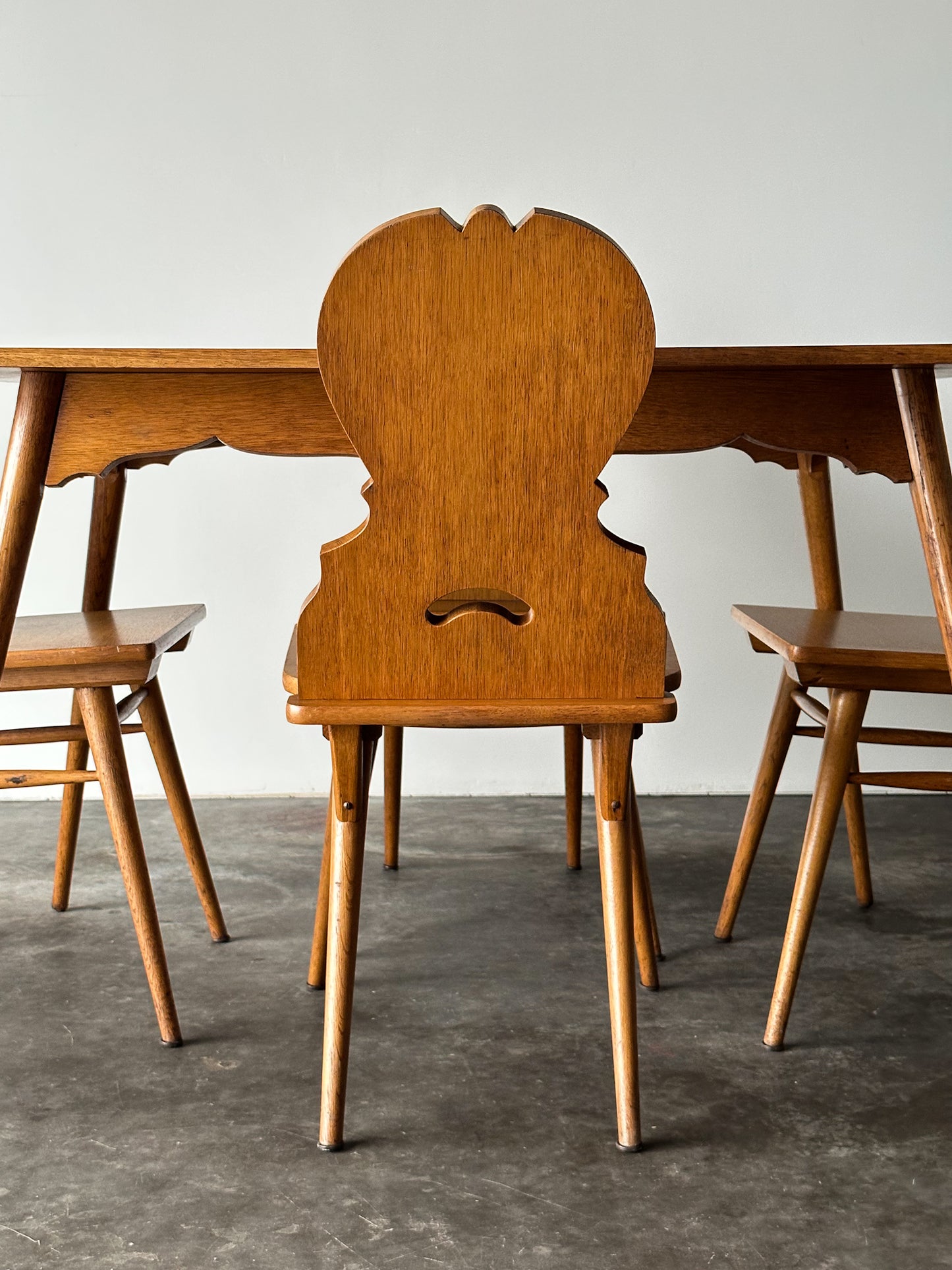 Swiss Alpine Stabelle Oak Dining Set, Mid-Century, Set of 5