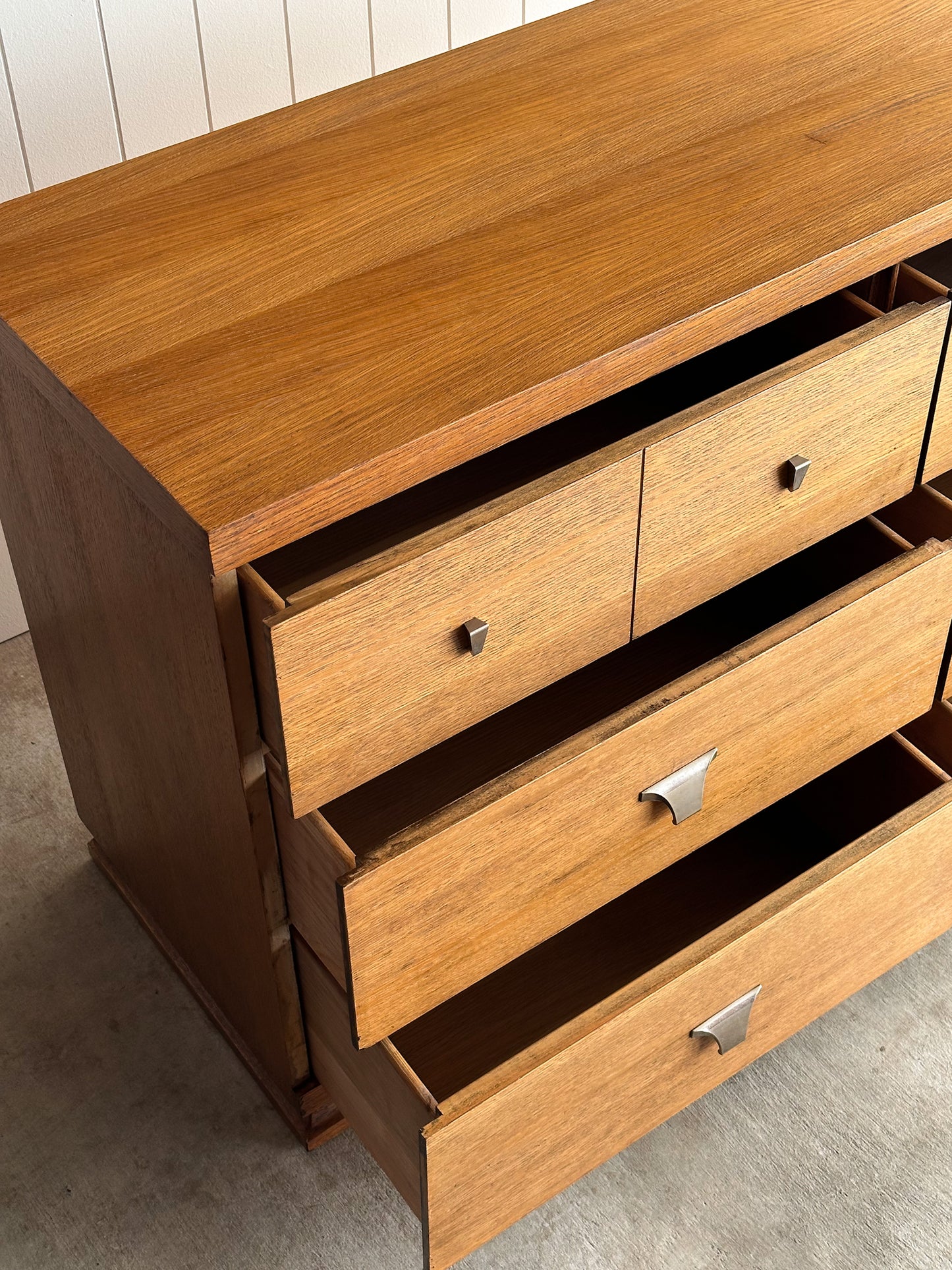 Architectural Oak 6-Drawer Dresser, C. 1960s
