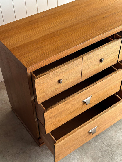 Architectural Oak 6-Drawer Dresser, C. 1960s