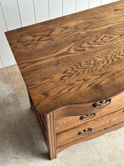 Late 19th Century Antique Serpentine Oak Chest of Drawers