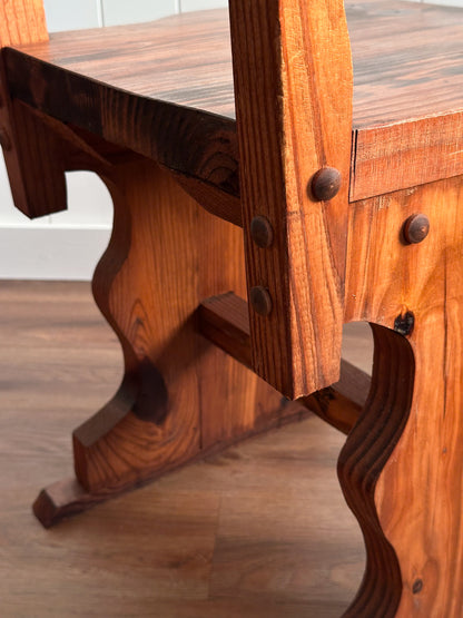 1970s Brutalist Pine Dining Chairs, Set of 6