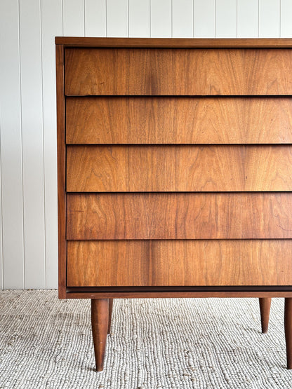 Vintage Mid Century Modern Walnut Floating Drawer Chest of Drawers