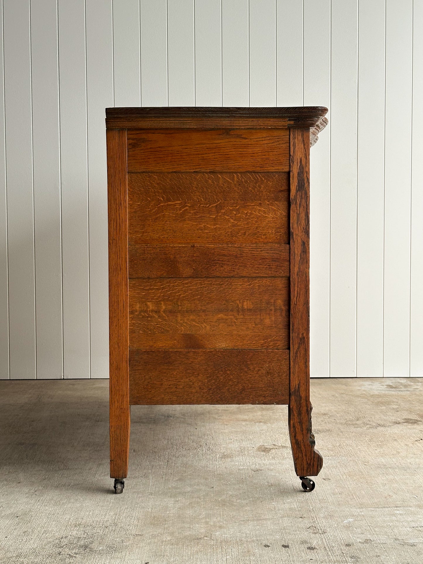Antique Oak Serpentine Chest of Drawers, C. 1890