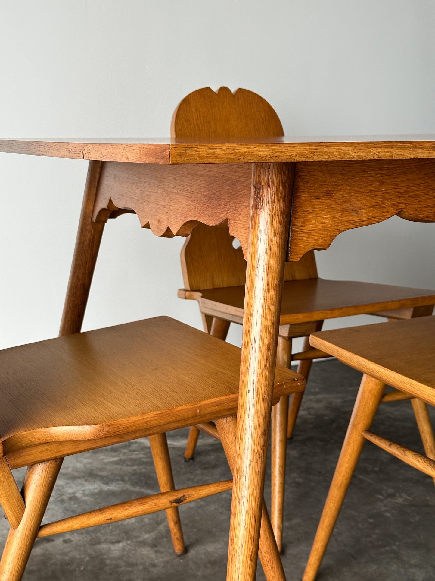 Swiss Alpine Stabelle Oak Dining Set, Mid-Century, Set of 5