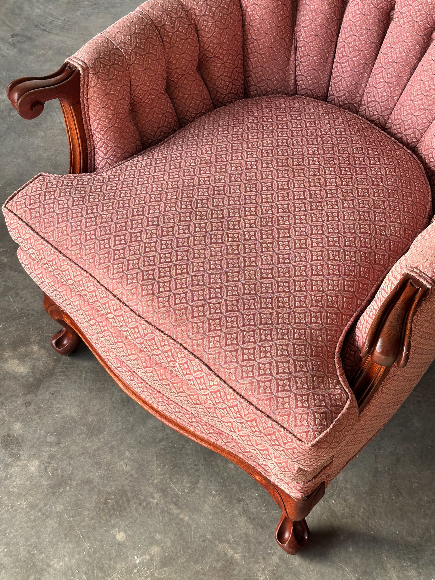 Mid-Century French Provincial Channel-Back Armchair