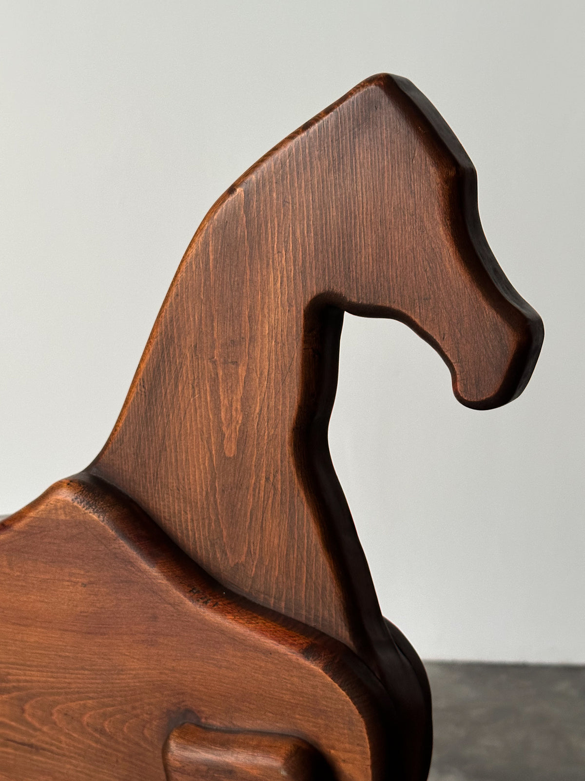 Handcrafted Mid-Century Sculptural Pine Rocking Horse