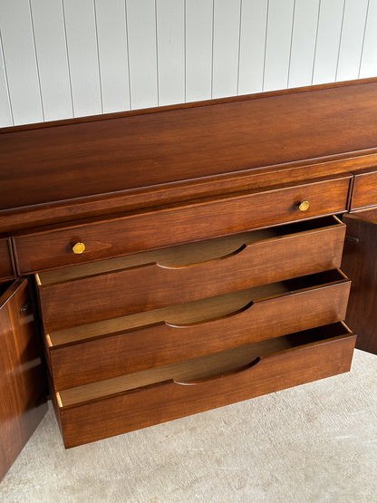 Mid-Century Modern Heritage Collection Walnut and Brass Sideboard